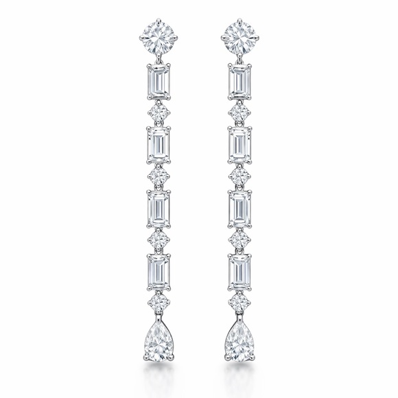 Jewelry - Long Silver Zircon Dangle Earrings